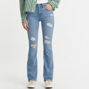 Levi's Light Blue Distressed Boot Cut Jeans worn once